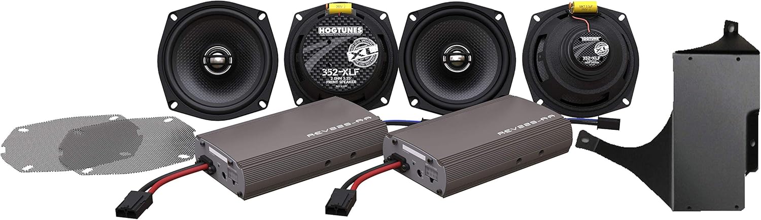 Hogtunes Ultra KIT-XL with 450 Watts RMS Dual Amplifiers, XL Series 5.25" Front & 5.25" Rear Speakers (4 Pack), Fits 1998-2013 Harley-Davidson Motorcycles