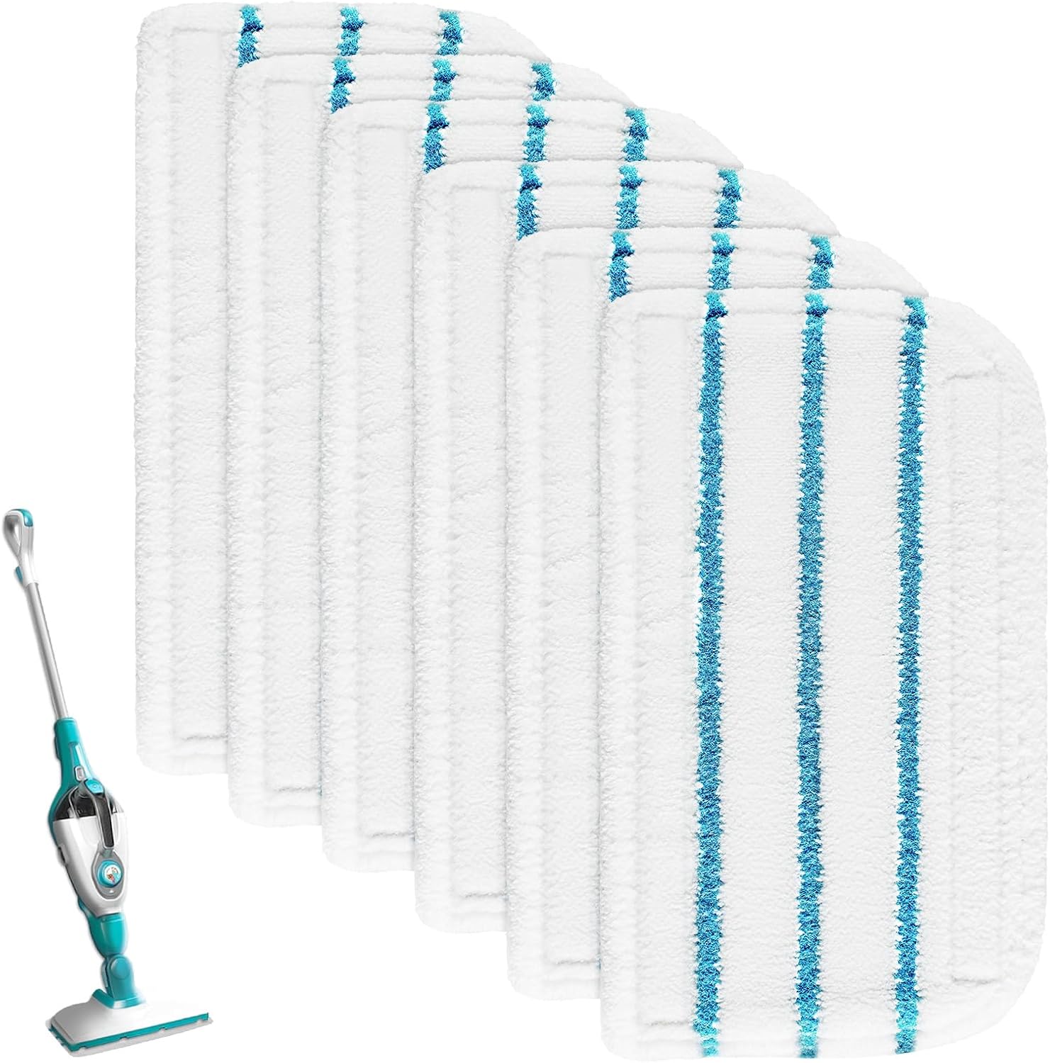 Replacement Steam Mop Pads for Black+Decker Steam Mop SM1600 SM1610 SM1620 HSM13E1 HSMC1300FX HSMC1321 HSMC1361SG, 6 Pack Washable Microfiber Cleaning Pads