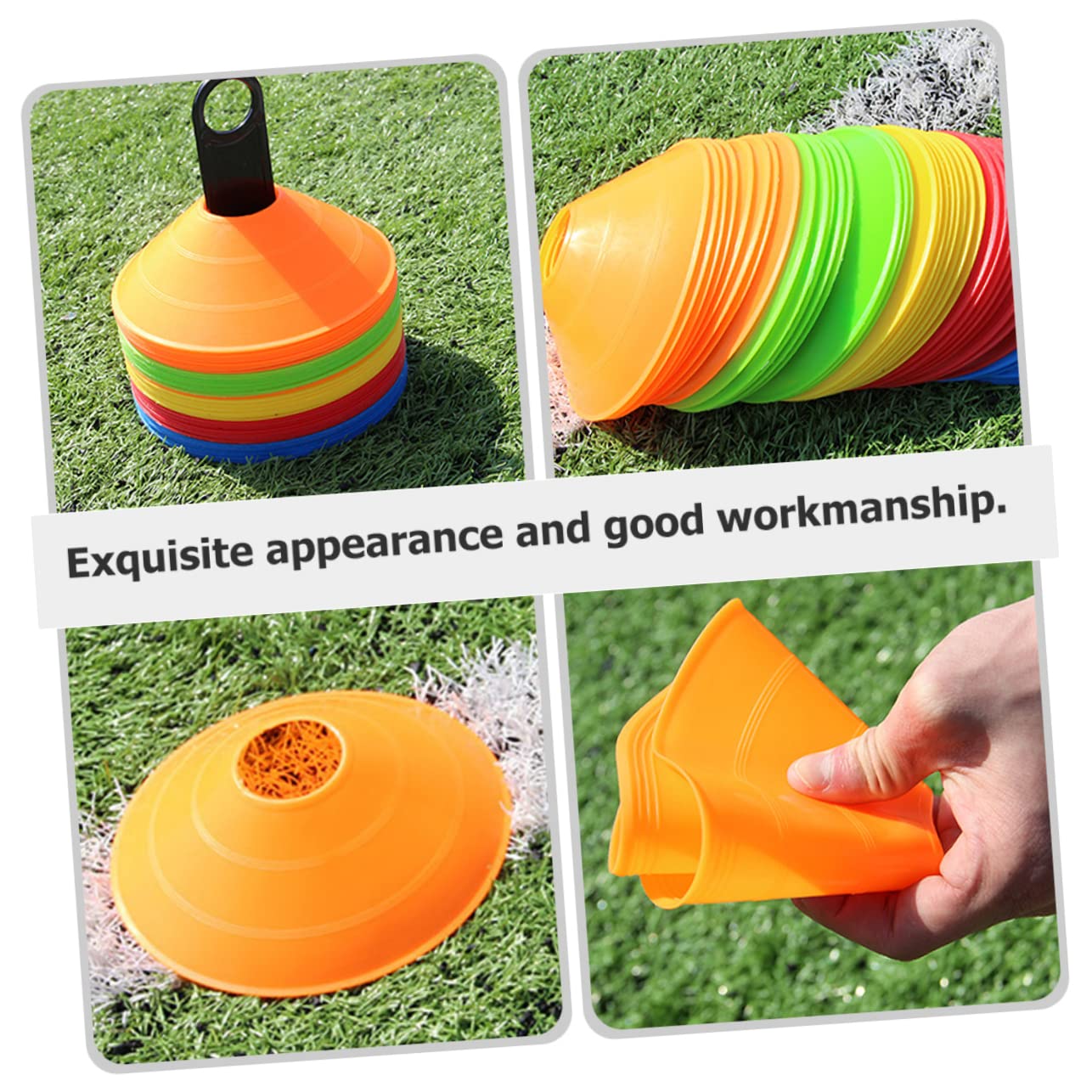Mikikit 1 Juego Conjunto de Conos de Fútbol Brillantes con Soporte Metálico y Bolsa para Entrenamiento Deportivo y Agilidad Equipamiento de Entrenamiento de Fútbol