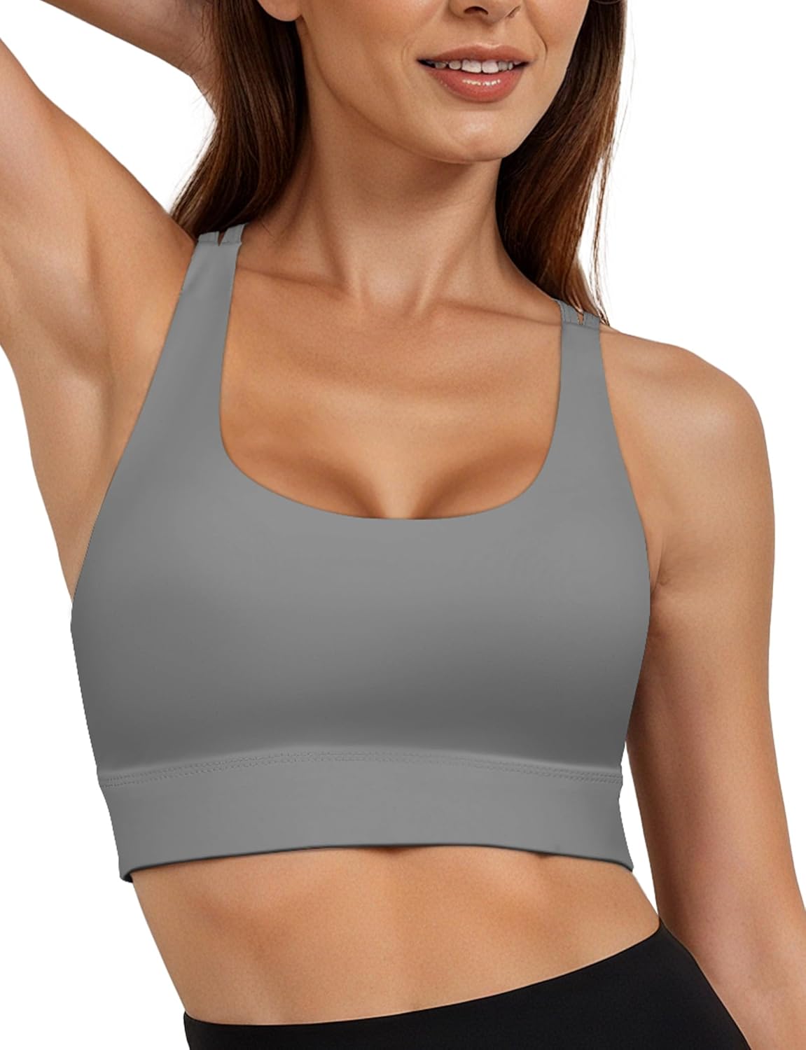 Y Back Sports Bra with Mesh Layer and Dual Support Straps Push Up Yoga Gym Athletic Workout Bras - Image 6