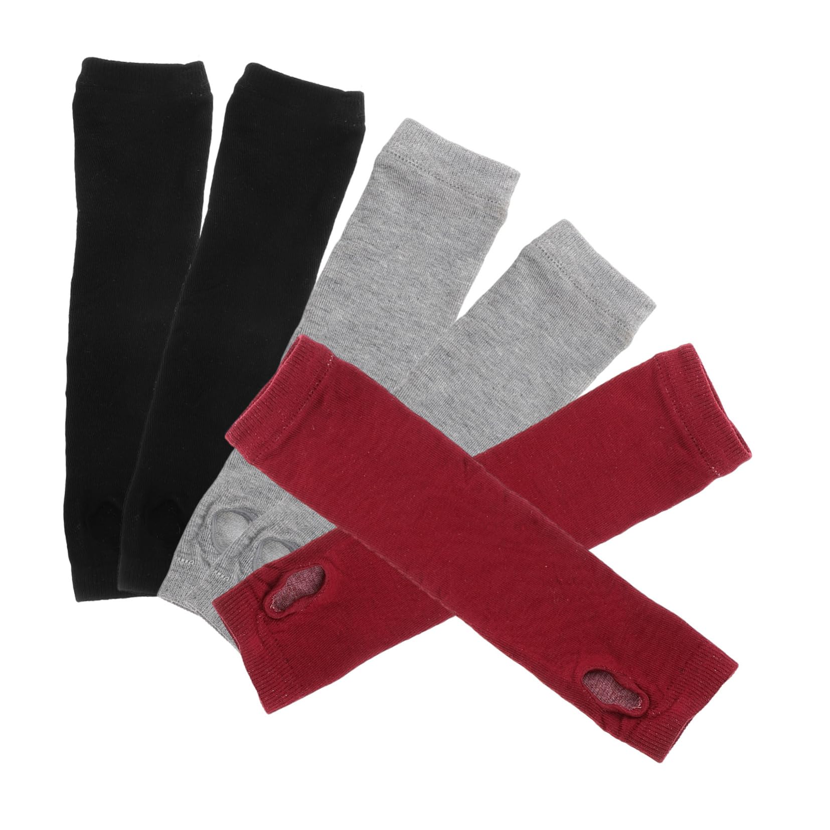 LIFKOME Cotton Knitted Women's Half Finger Gloves Long Arm Sleeves Black Soft Breathable Elbow Length for Cold Weather