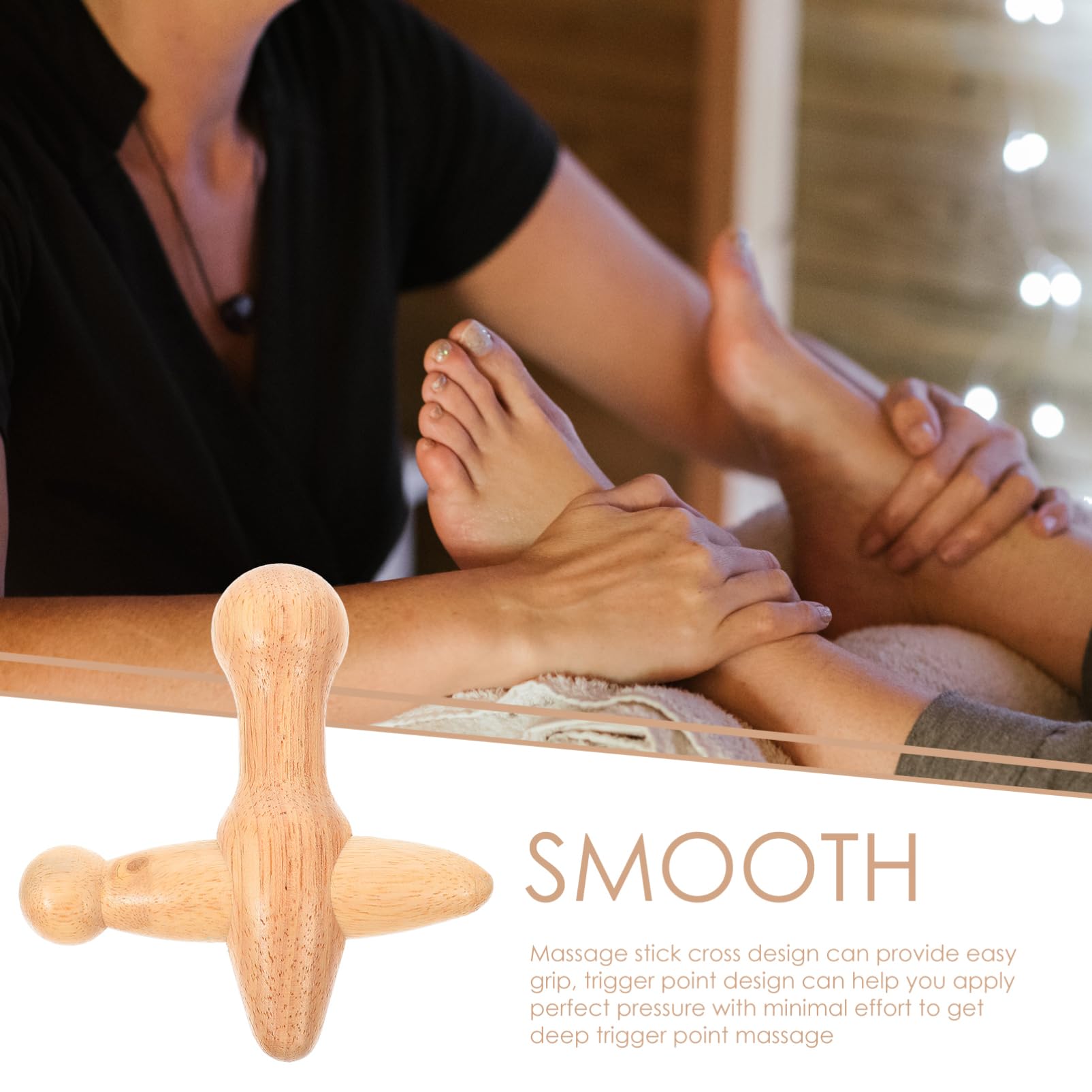 FRCOLOR 4 Stück Massagestab Gewebe Menschenlandschaft Kiefer Hausschuhe Vakuum massage zubehör massagezubehör professionelles Fußmassagegerät Tragbares Akupunkt-Massagegerät hölzern Beige