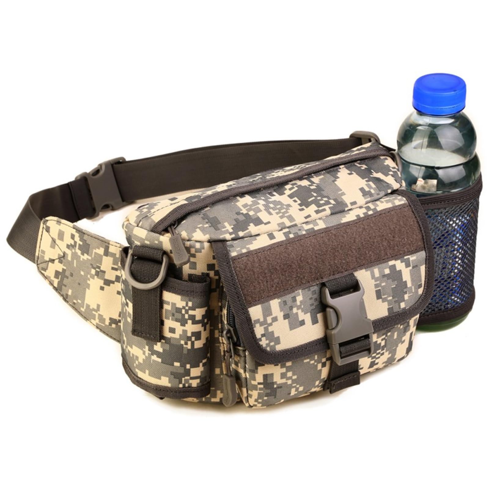 Sac Banane Militaire Multifonction, Sac Banane à BandoulièRe, Pochette ImperméAble avec Porte-Bouteille, pour Randonnée Escalade Plein Air(ACU Digital)