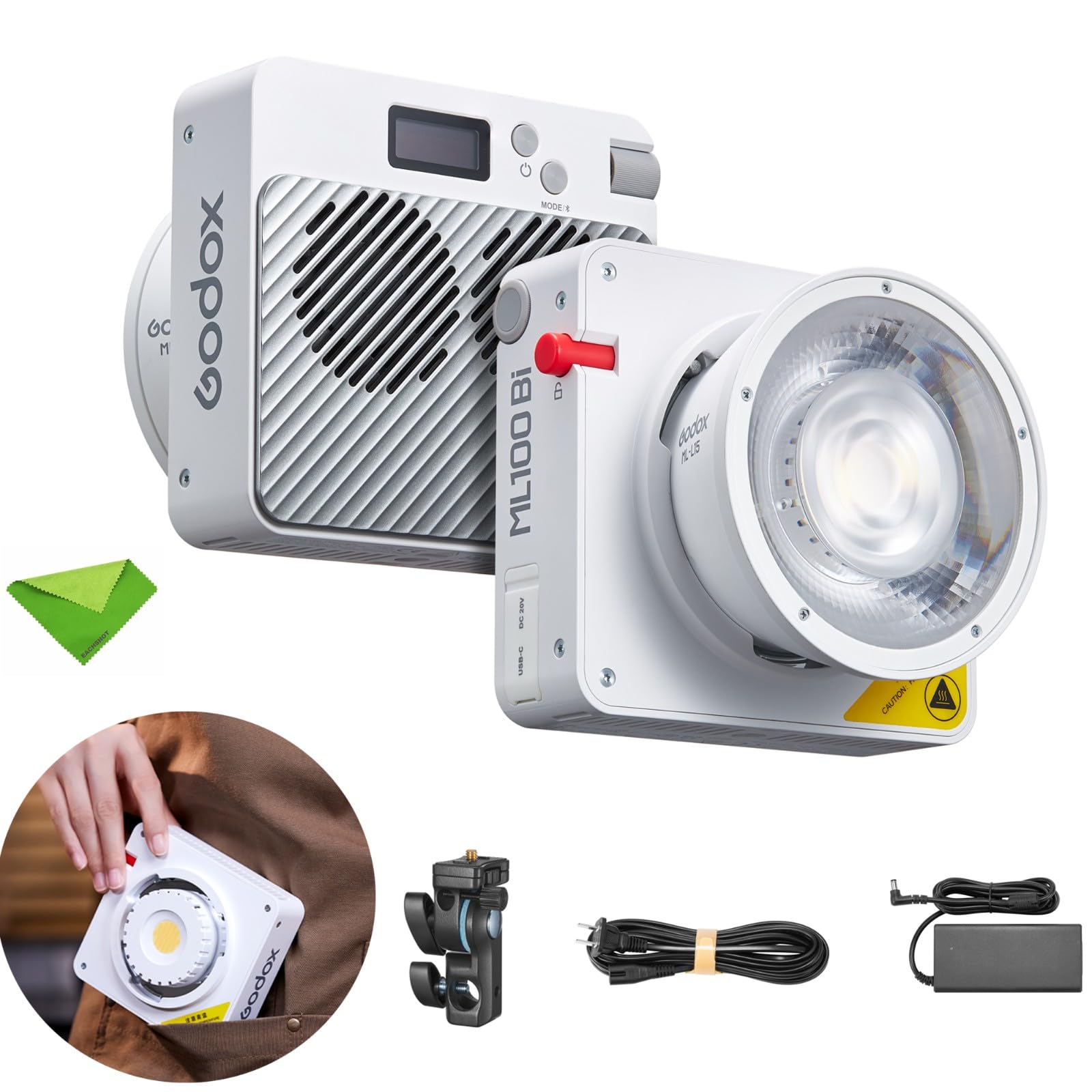 Godox ML100BI Luz de vídeo LED bicolor, CRI?97 TLCI?98, CCT 2800