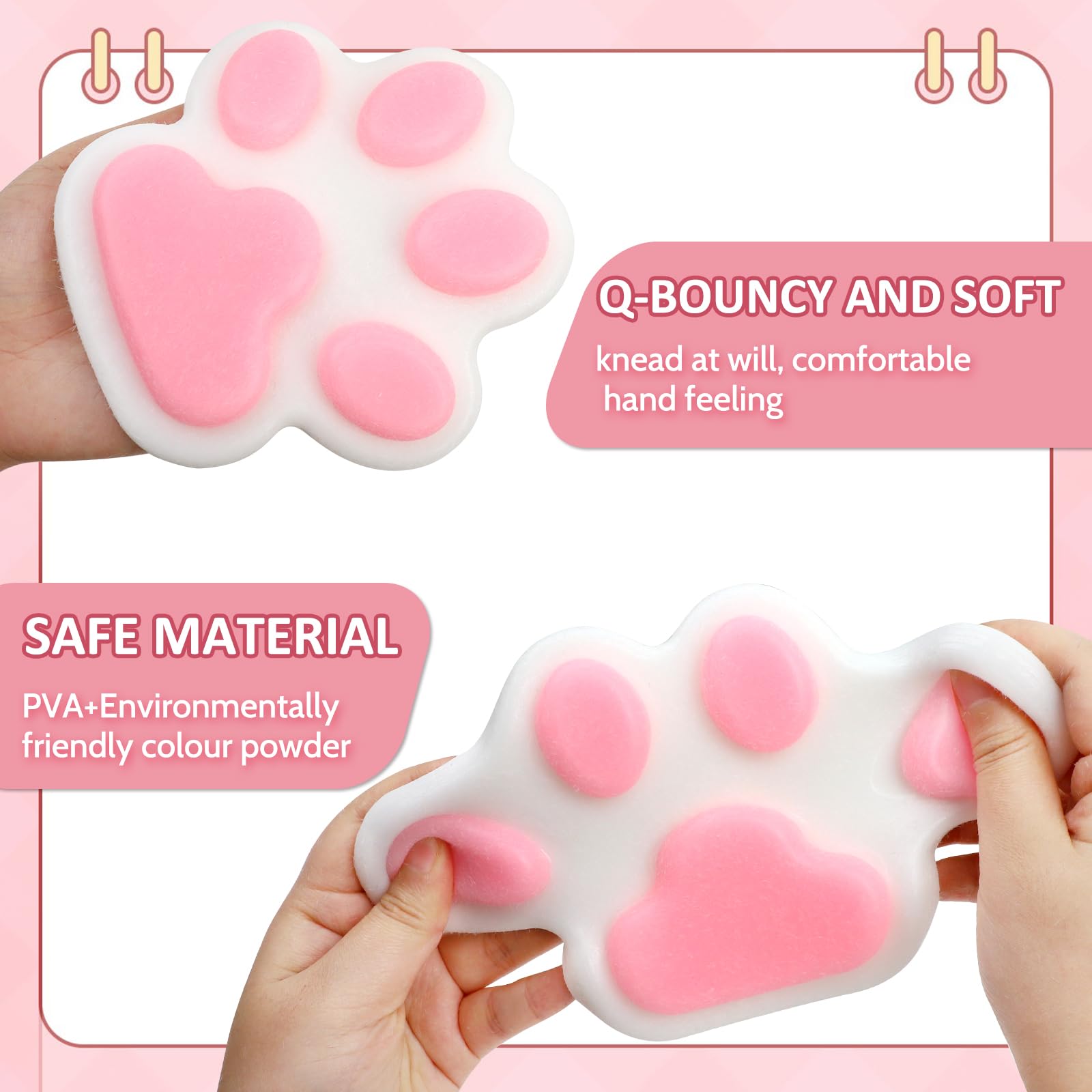Giocattoli Antistress Squishy A Zampe Di Gatto: 2 Pezzi Rosa E Blu, Morbidi E Portatili, Regalo Carino Per Alleviare La Tensione