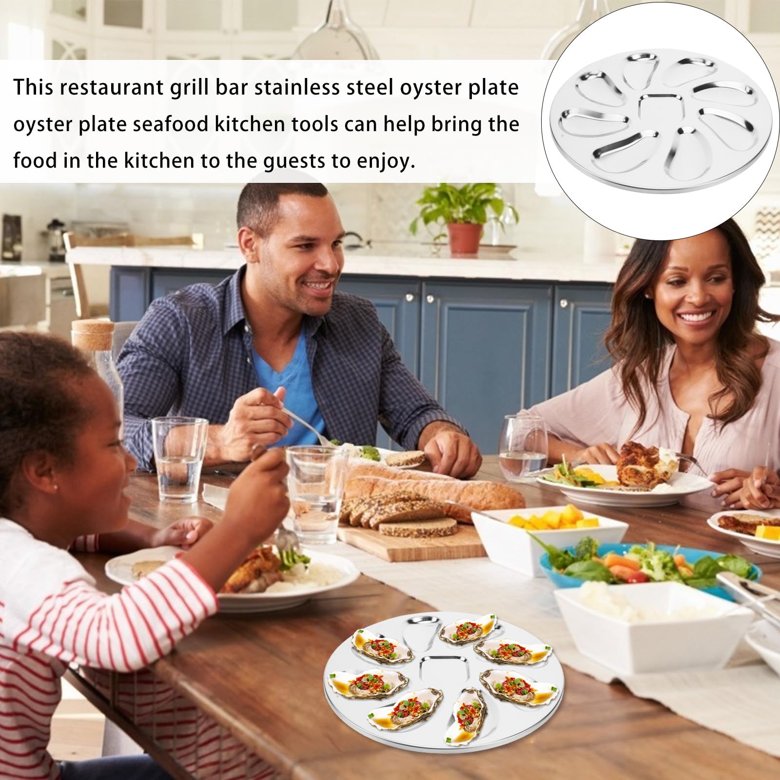 Toyvian Plato de Acero Inoxidable para Ostras 23X23 CM Ranuras Bandeja Plana para Mariscos y Aperitivos Utensilio de Cocina para Restaurante y Uso Doméstico