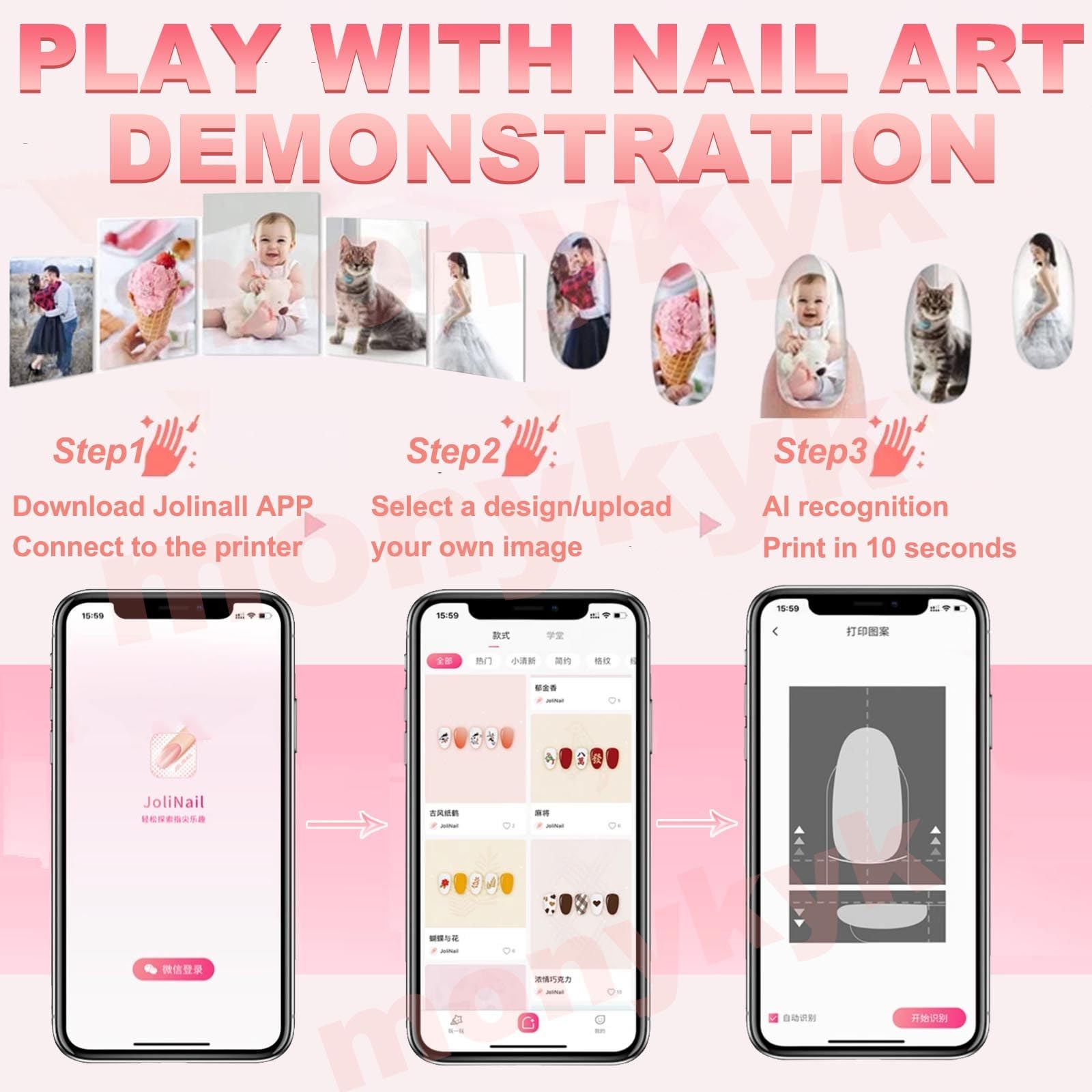 3D Smart Nageldrucker Mit WLAN/DIY-Funktion, Digitaler Mobiler Nagelkunstdrucker, 7,2w, 4800 DPI Hohe AuflöSung, 10sekunden Schneller Druck, FüR Salon Zuhause, SchöNheit KöRperpflege
