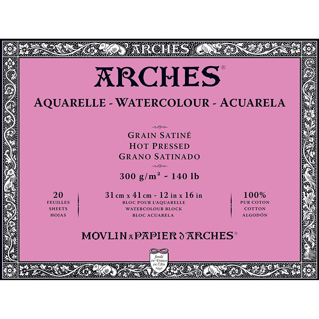 Arches - Papel de acuarela, bloc 12 hojas engomado 1 lado, grano fino, 300 g/m², 23 x 31 cm — view 6