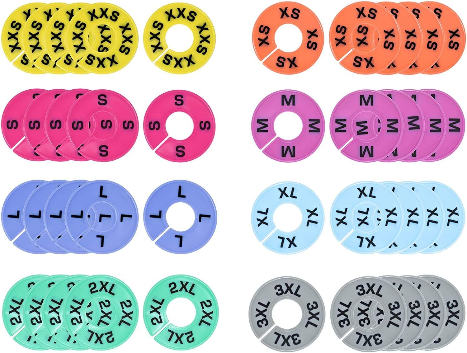 COLIBYOU Clothes Size Dividers (40 Pack) Clothing Rack Round Closet Hangers, Perfect for Live Sale and LuLaRoe Supplies, Sizes XXS to 3XL