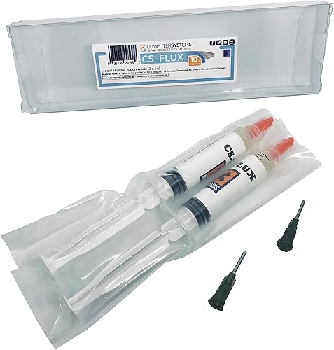 Miniatura 7 de CS-Flux 0.35 oz (2x5g) Flujo líquido libre de halógenos de baja viscosidad para reprocesamiento de componentes BGA, reflujo ideal para reparaciones