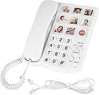 Dementia Phone for Seniors: 9 Picture Memory Corded Landline with One-Touch Dial, 110dB Ringer - Big Button Phone for Elderly, Hearing Impaired, Alzheimer's