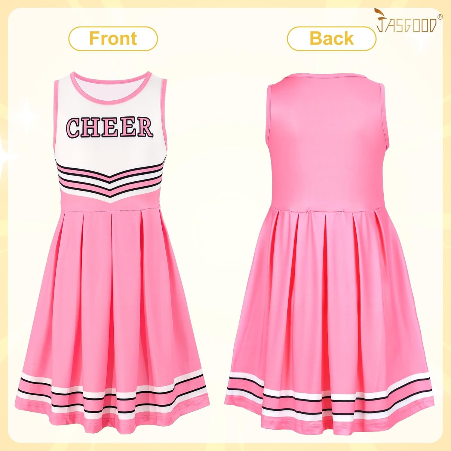 JASGOOD Cheerleader Costume for Girls Halloween Costume Cheerleading Uniform Outfit Set for Dress Up Party Birthday - Image 3