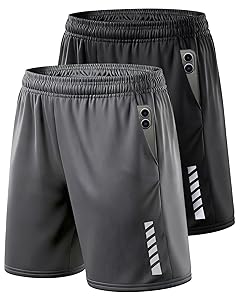 TEEPIRE Men's Athletic Shorts with Pockets and Elastic Waistband, Quick Dry Activewear Workout Short for Gym, Running