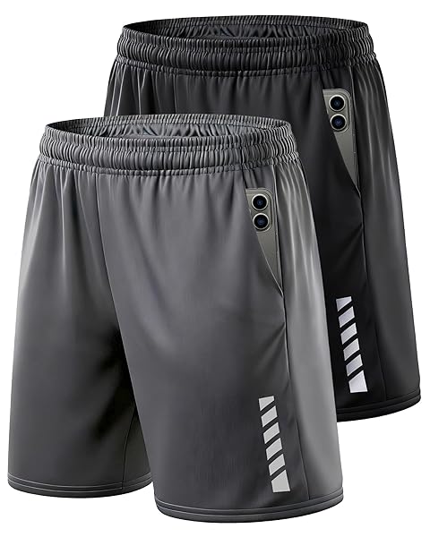 TEEPIRE Men's Athletic Shorts with Pockets and Elastic Waistband, Quick Dry Activewear Workout Short for Gym, Running
