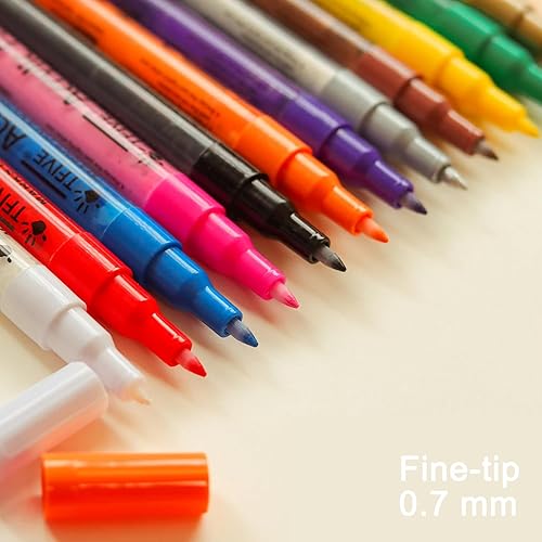 Miniatura 7 de TFIVE Rotuladores de pintura blanca  Paquete de 2 marcadores acrílicos permanentes, punta extrafina de 0.028 in para proyectos de arte, dibujo,