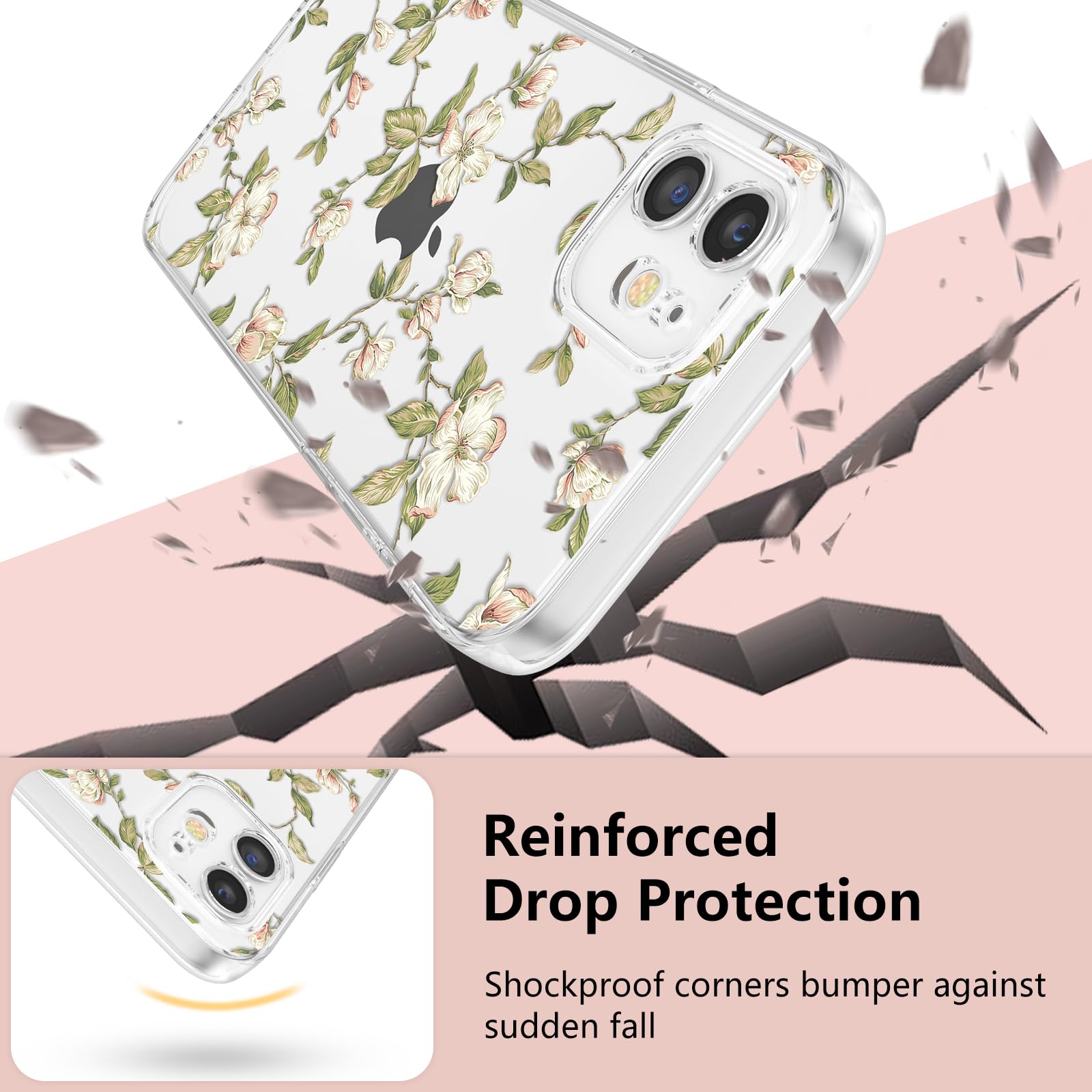 IPhone 11 Handyhülle Mit Blumenmuster - 2-in-1 Hybrid-Schutz Aus Hartschale & Silikon Für Mädchen