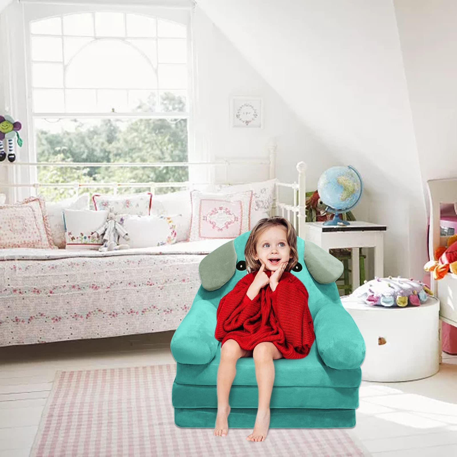 Divano Letto Per Bambini In Peluche Rosa - 2 Posti Trasformabile E Super Morbido - Foto 10