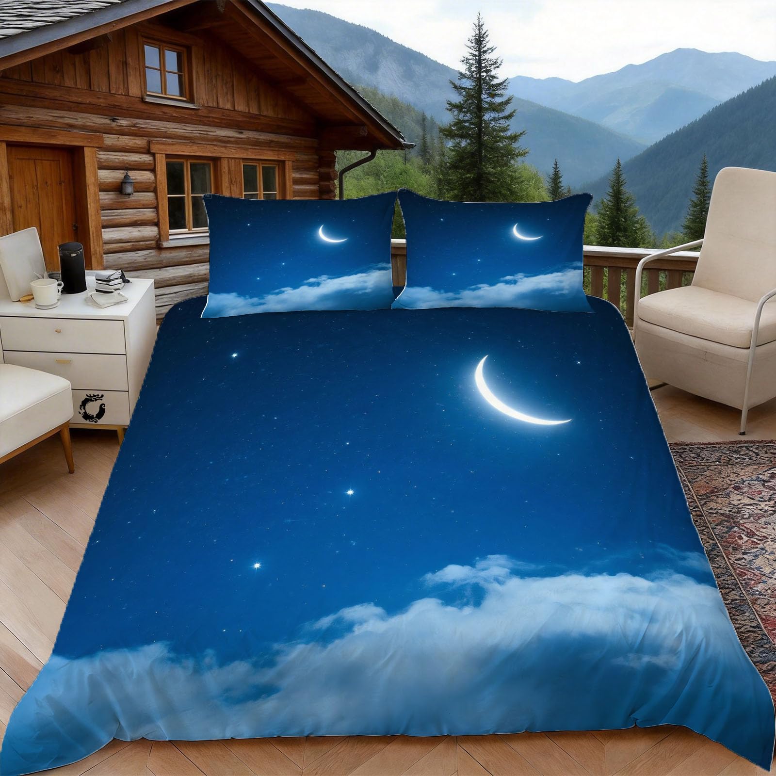 3D Single Duvet Cover Set 3D Printed Starry Sky Bedding, Chic Soft Microfibre Duvet Cover Sets Quilt Cover and Pillow Set with Zipper 3 Pcs