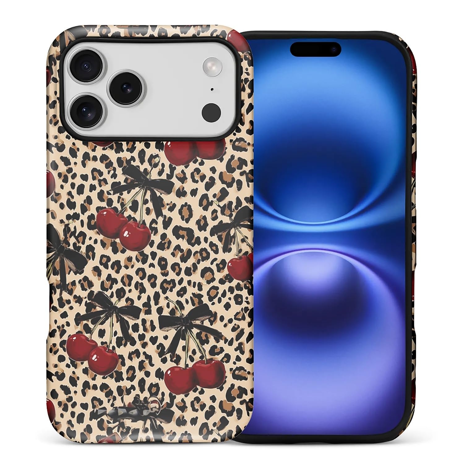 Coque iPhone 17 Pro Max antichoc mate anti-rayures motif léopard et cerise - 8