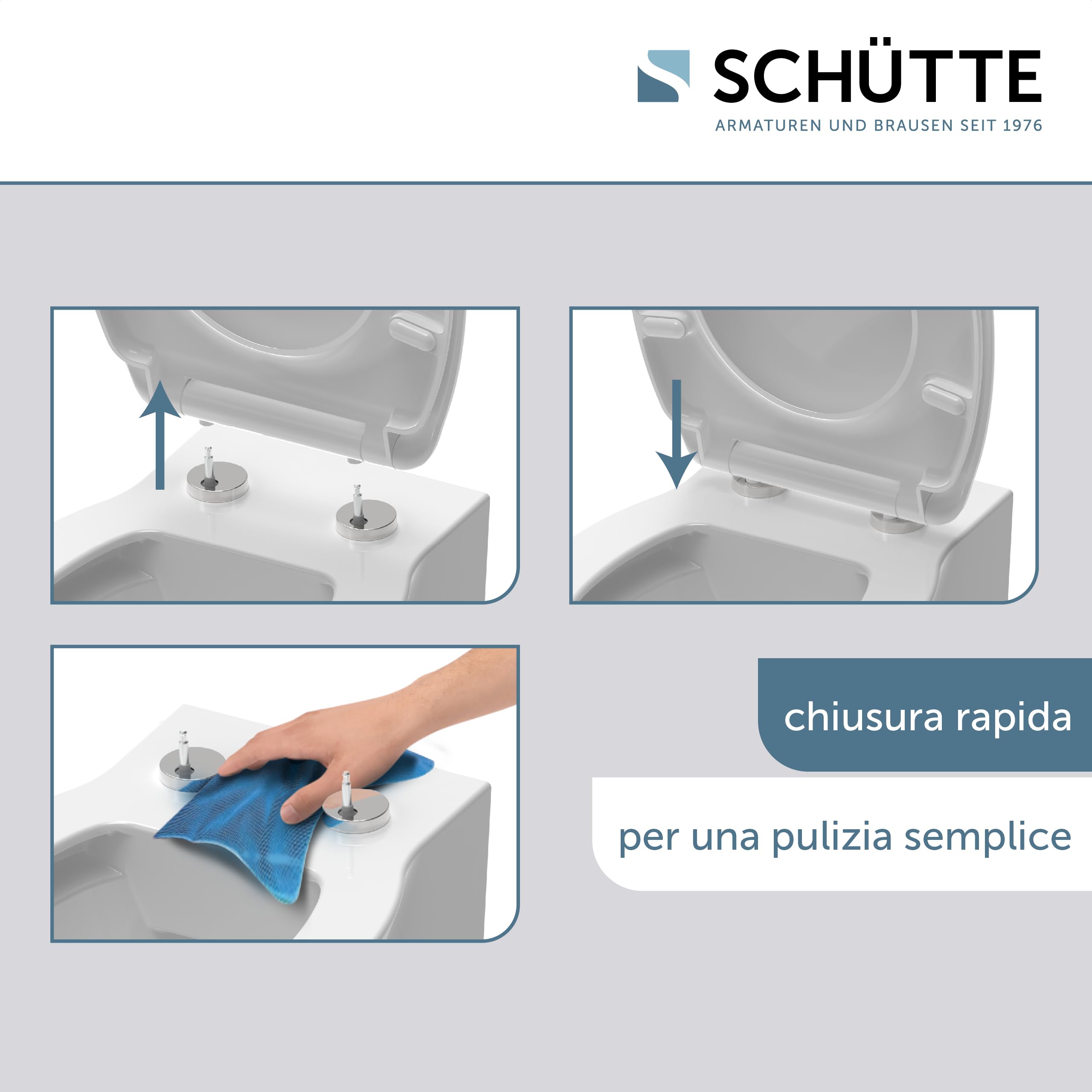 SCHÜTTE Sedile WC Duroplast JASMIN, sedile WC con abbassamento automatico e chiusura rapida per una facile pulizia, carico massimo sugli occhialini 150 kg, motivo pietre 82367