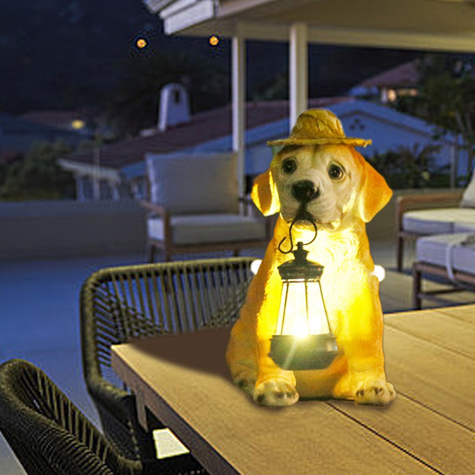 Amazon.co.jp: Zqkimzi ガーデンドッグオーナメント LEDランタン付き