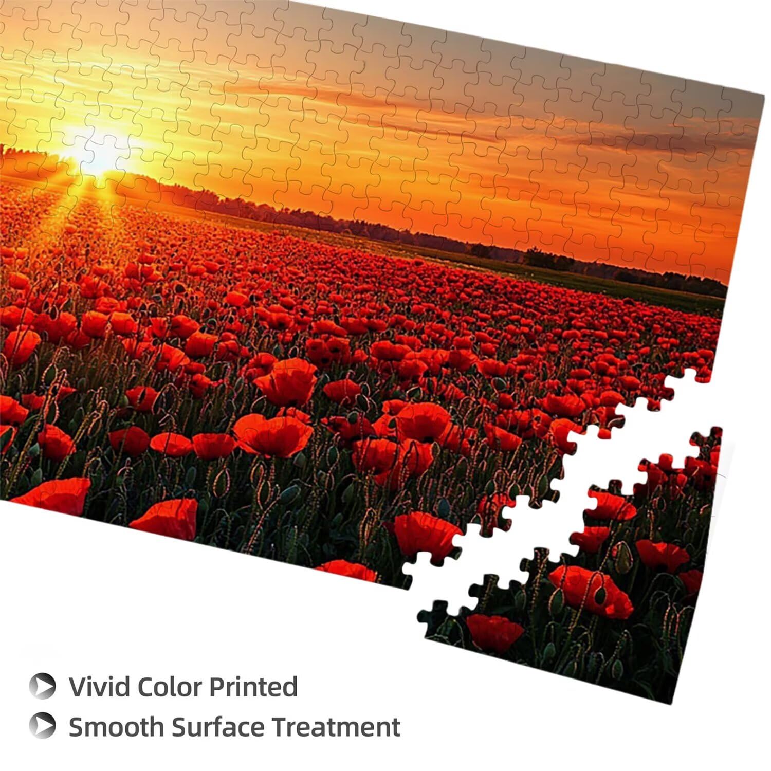Puzzle de Madera para Adultos 1312 Piezas - El Atardecer de Las Flores, Obra de Arte de Juego de Rompecabezas para Adultos, Puzzle de Impresión de Alta Definición, Pasatiempo Creativo Regalo b-455