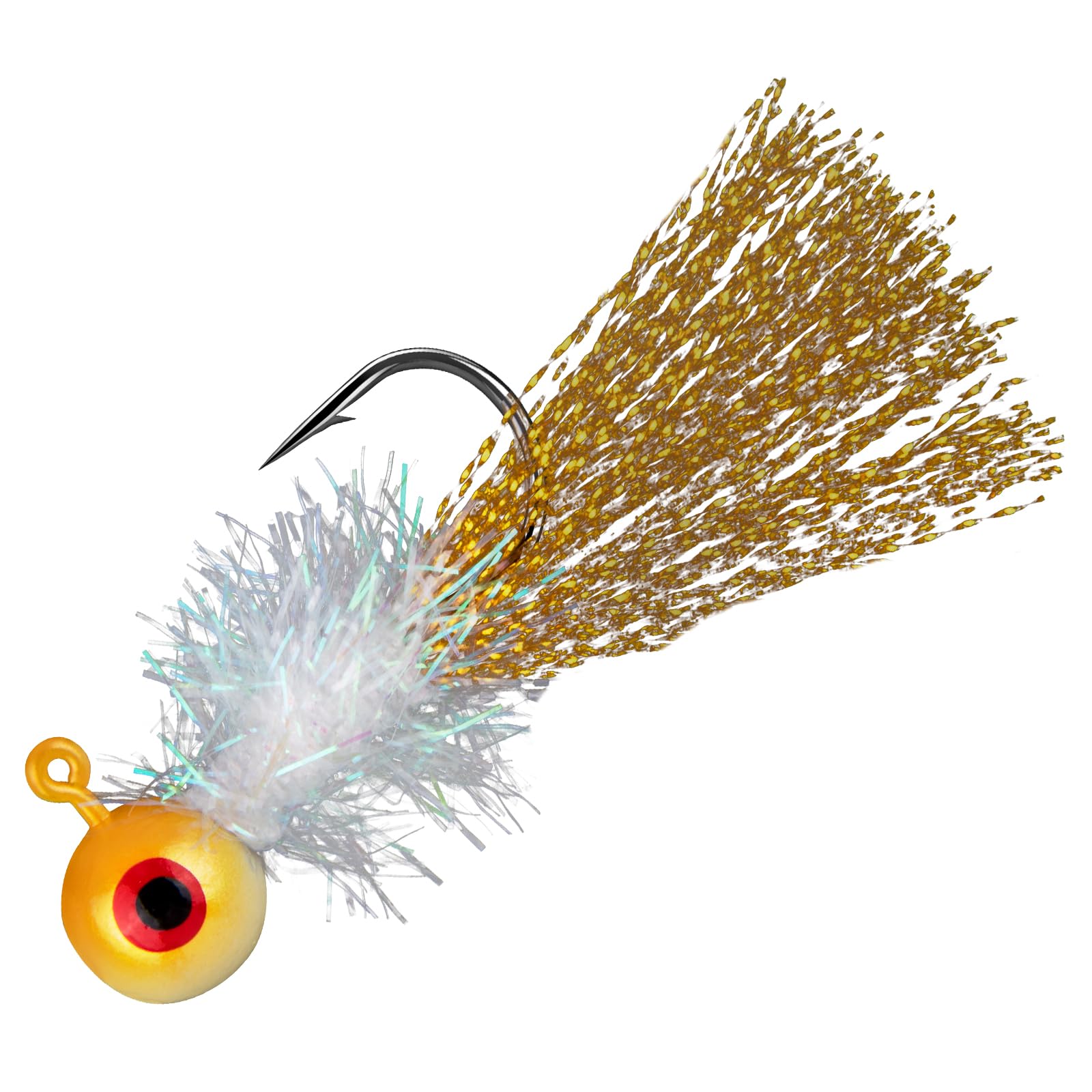 Dr.Fish 10 Pack Tinsel Flash Jig Heads Fishing Crappie Round Ball jig Freshwater Swimbait Marabou Bass Fishing Hook Trout Walleye Panfish Bluegill