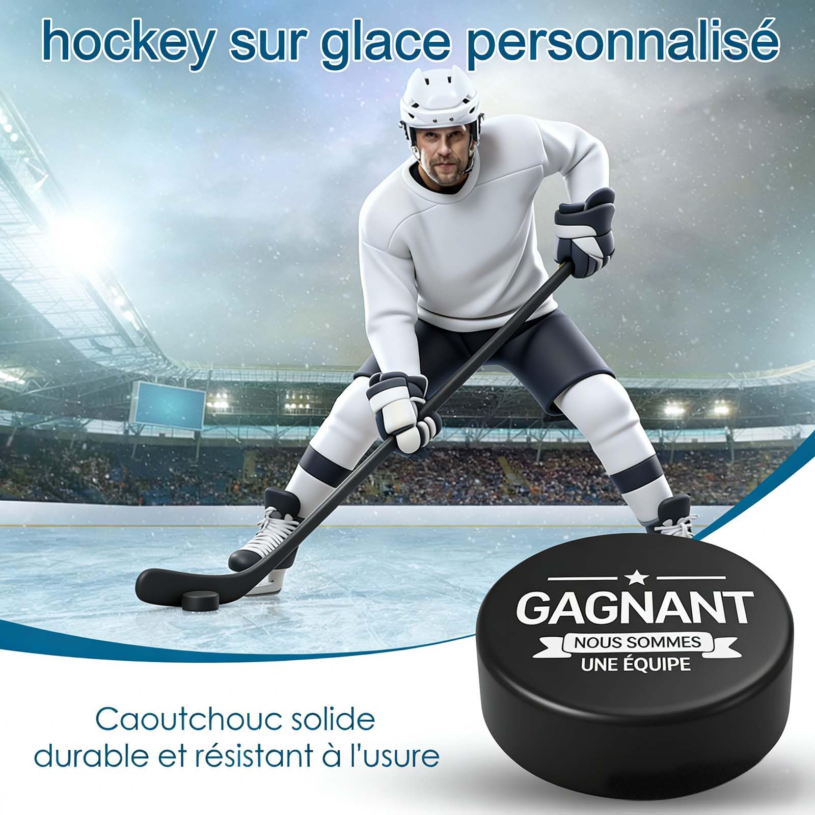 Générique Pucks de Hockey Personnalisée avec Photo et Nom – Palet en Caoutchouc, Taille et Poids Officiels – Cadeau Hockey Idéal pour Entraîneur, Joueur – Qualité Compétition pour Jeu et Déco