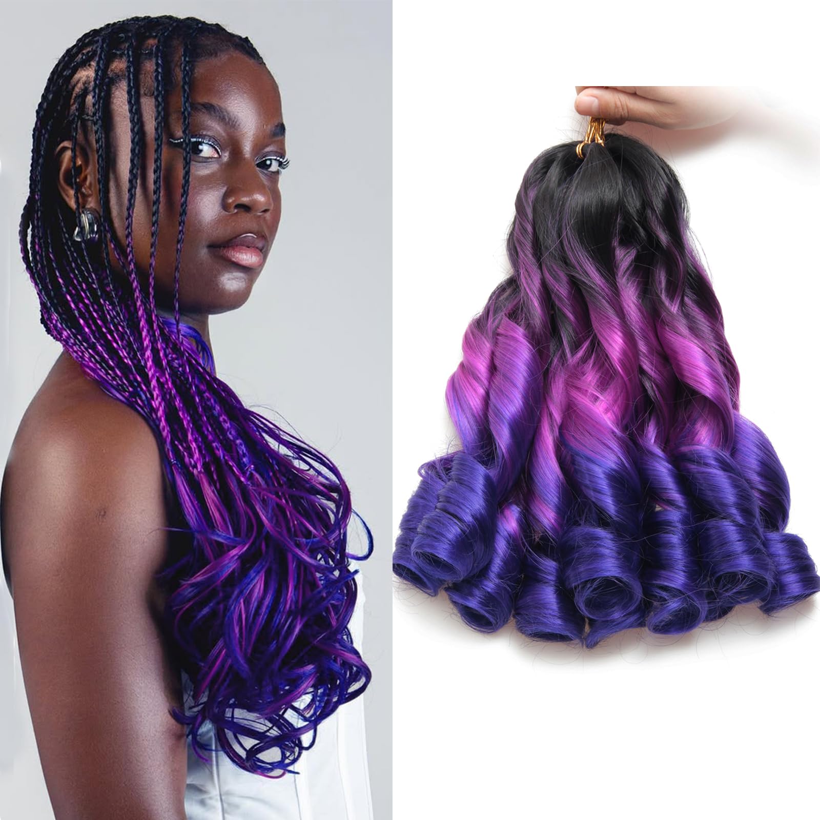 French Curl Braiding Hair Loose Wavy Hair for Braids Curly Braiding Extensions Synthetic French Curl Crochet Braids for Black Women 12 Inch 8 Packs