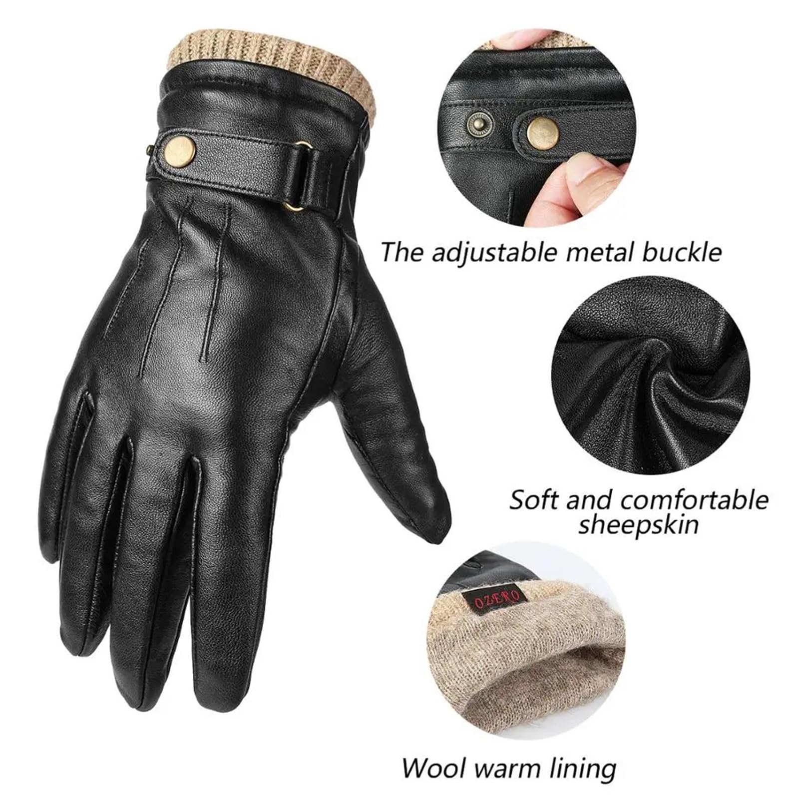 Guanti, guanti da sci Guanti invernali da uomo Guanti in pelle caldi for touchscreen Guanti termici Regali termici for papà o marito