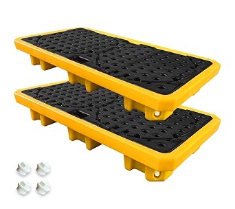2 Pcs 2 Drum Spill Containment Pallet Platform w/Drain 18.5 Gallon