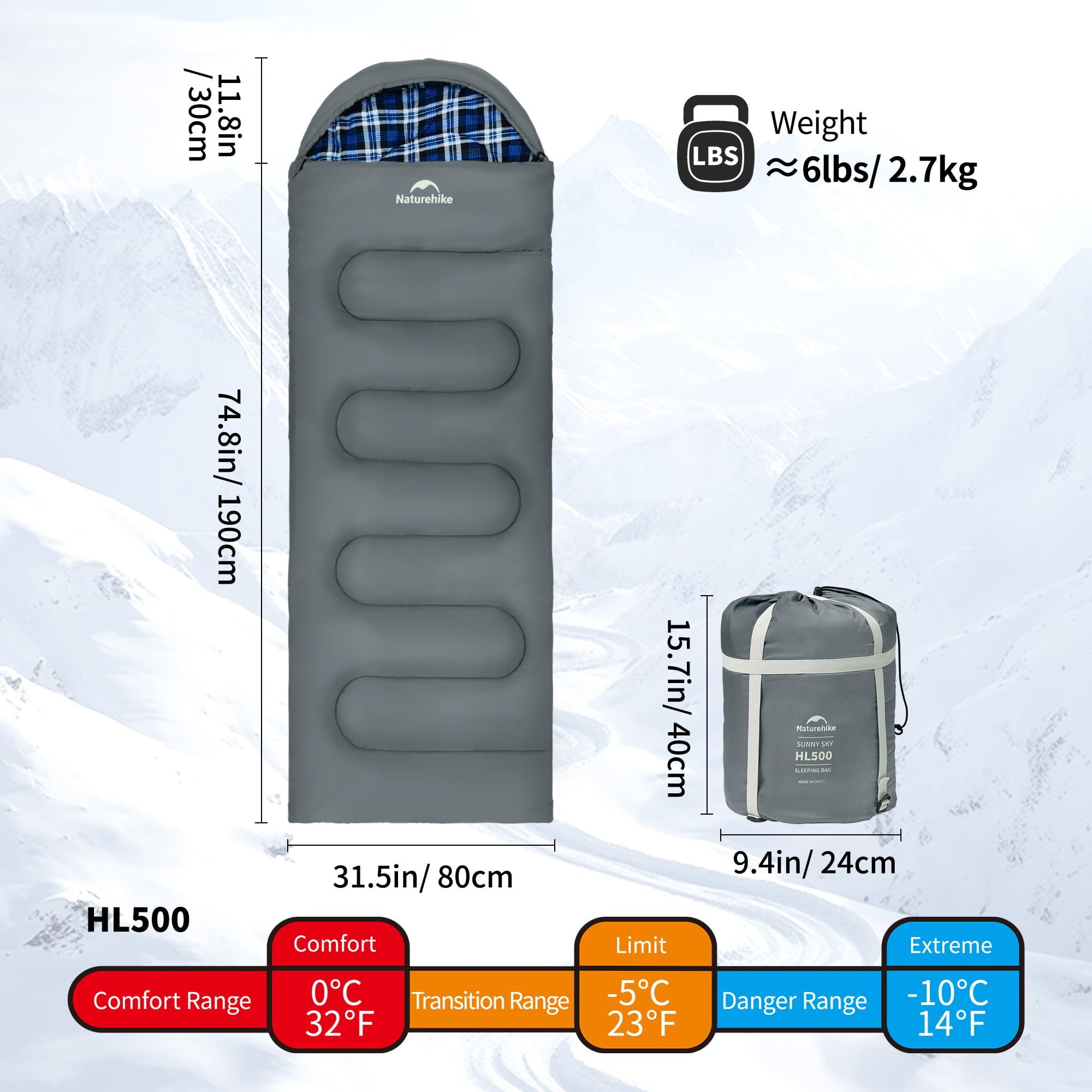 Naturehike Saco de dormir de 0 grados para adultos, saco de dormir de franela de algodón para clima frío e invierno, cálido para 4 estaciones para acampar y mochileros