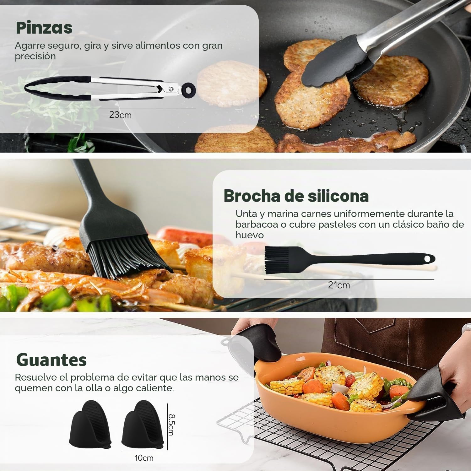 19-23CM Accesorios Freidora de Aire para COSORI 4,7L/5,5L/6L/6,2L/6,4L, Cecotec 5,5L/6L/7,6L, Cuadrado Molde Silicona Freidora de Aire, Rejilla Multiusos