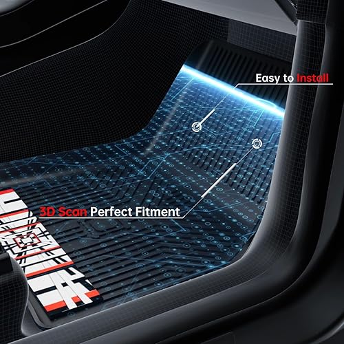 Miniatura 2 de Torcia Alfombrillas para todo tipo de clima, 3 unidades, ajuste personalizado, Tesla Modelo Y 2020-2024 (5 plazas), forros de goma para piso de
