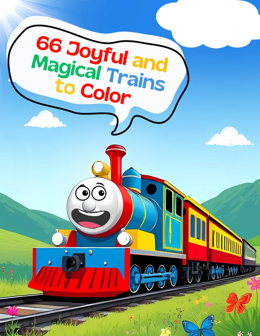 Coloring Book for Kids: Joyful and Magical Trains to Color: 66 cheerful and magical train illustrations