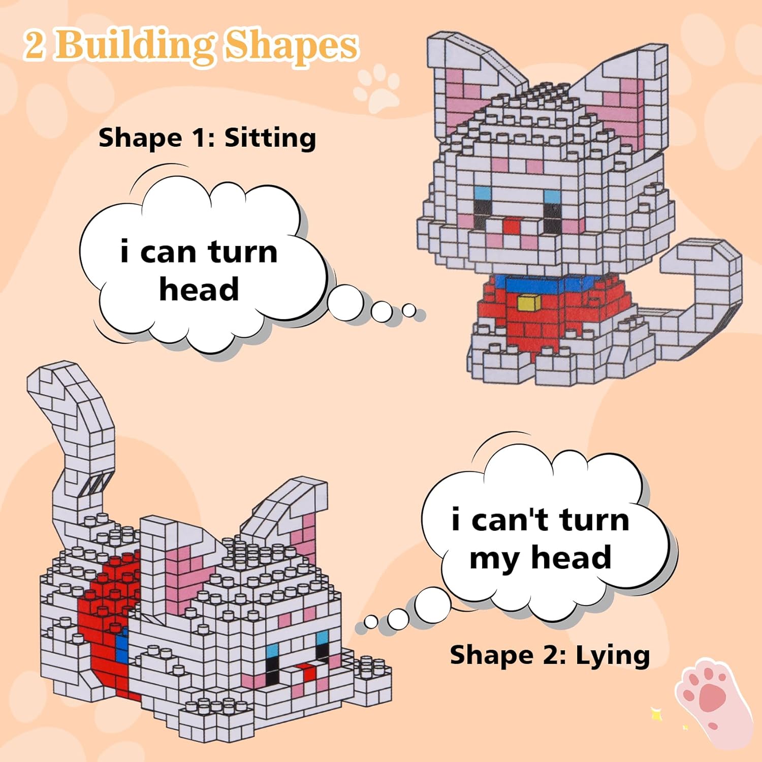Mini Cat Building Block Sets, 6 Styles Cute Cat Model Micro Building Blocks Mini Animal Building Blocks Toys Party Favors for Teens