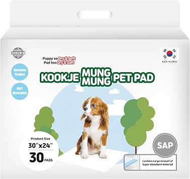 Absorbent Dog Pee Pads KOOKJE Mung Mung Pad White, Large