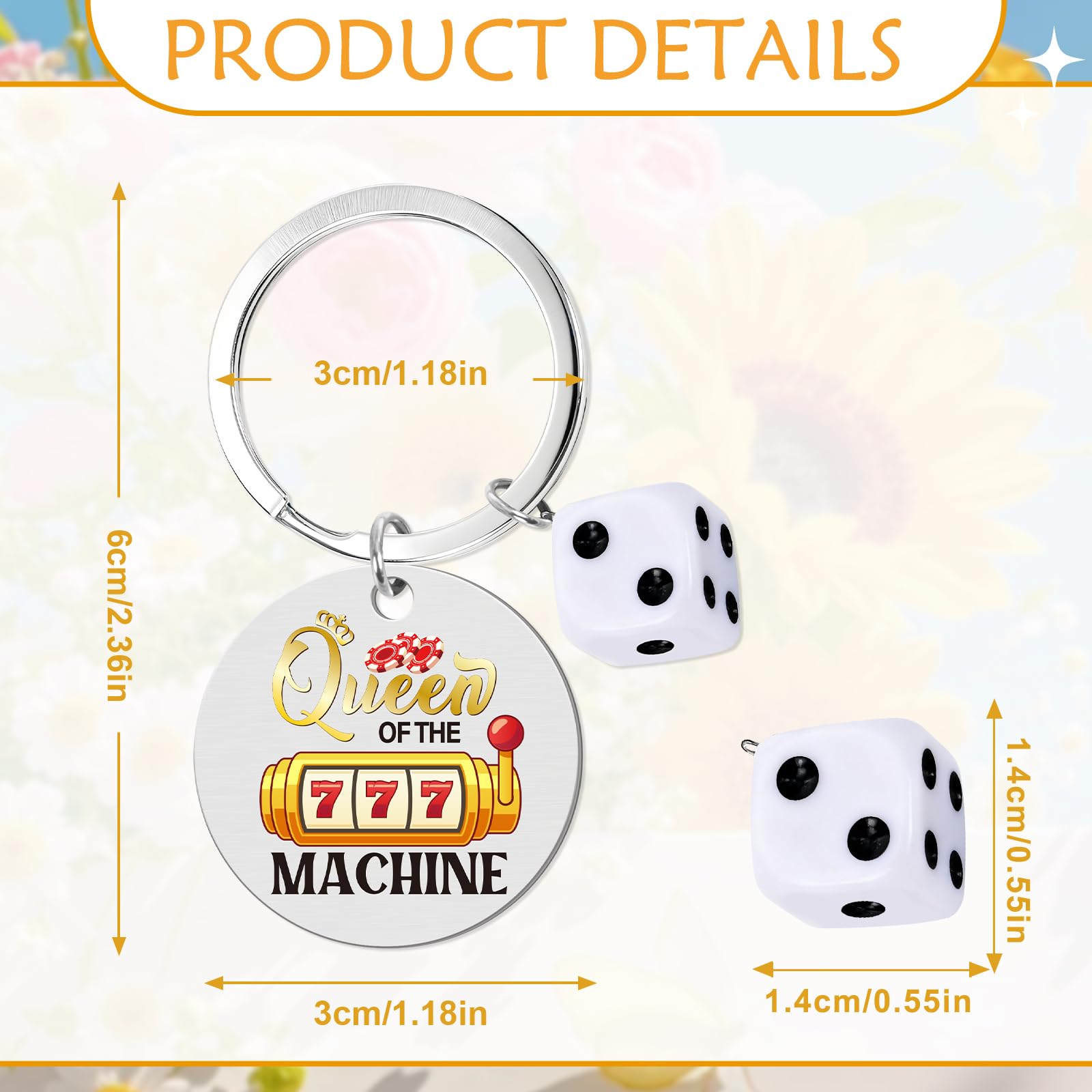 Casino Gambling Gift Keychain - Casino Lovers Gifts, Lucky Queen of the Slot Machine Keychain for Women Gamblers Games Player Grandma Mom Friends Coworker Christmas Retirement Present
