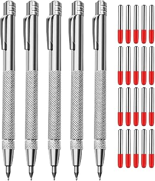 5+20 Tungsten Carbide Metal Scribe Scriber Tool & Engraving Pen Set, No Need Sharpening, More Accurate&Quicker, Magnetic Design, Metal/Leather/Glass/Wood Layouts Choice