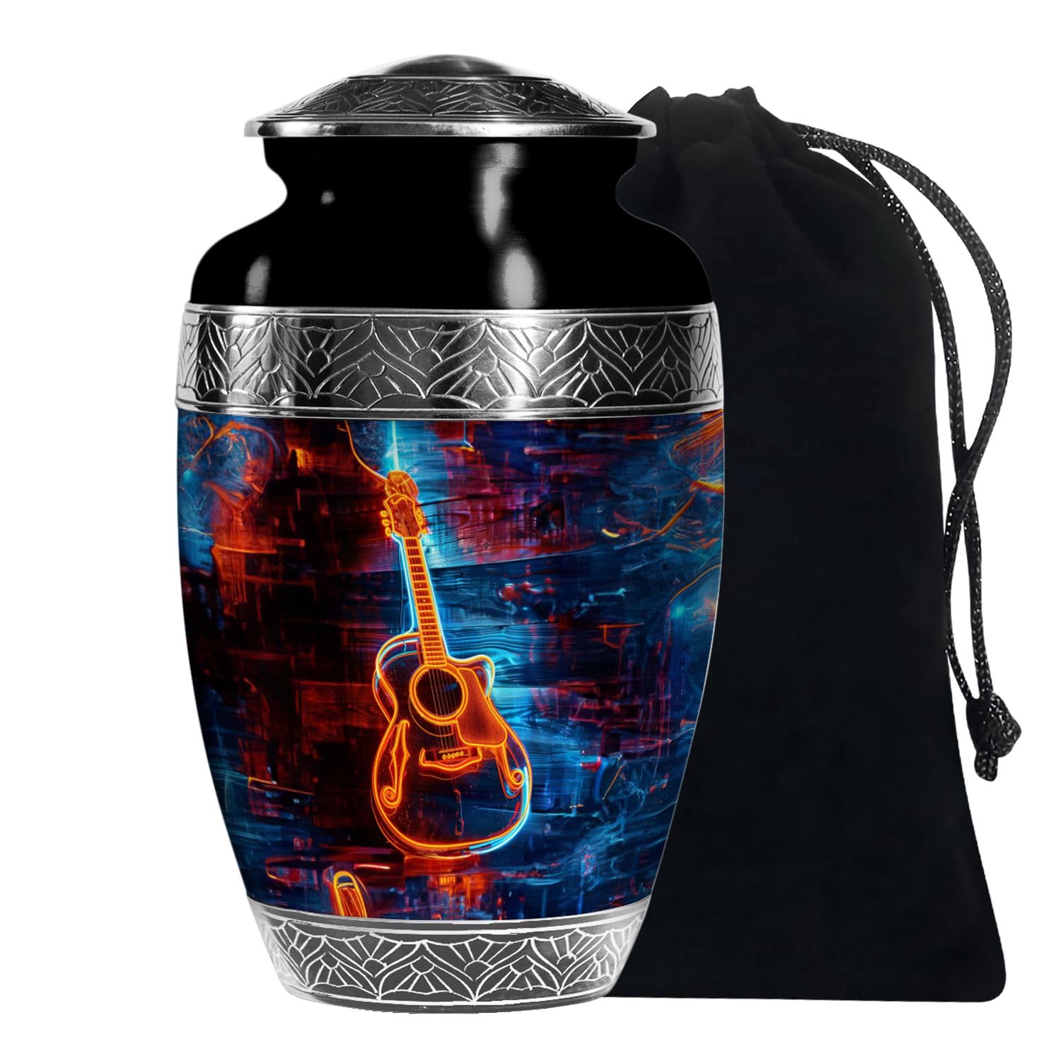 Guitar urn, Burial urns for Adult Human Ashes, urn for Ashes Adult Male, Large Decorative urn (Size -10 Inch), Memorial urns for Human Ashes, Cremation urns for Women, Unique urn