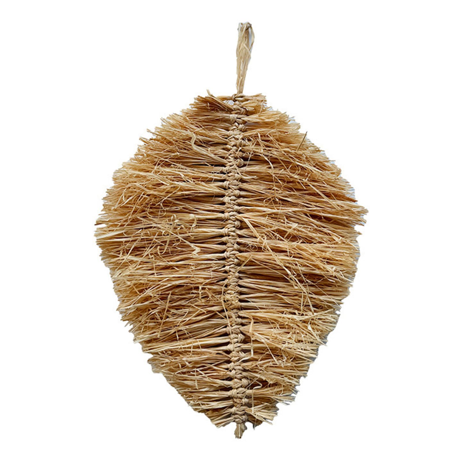 Artisan Raffia Hanging Decor Minimalist Entrance Wall Art Piece for Farmhouse Scandinavian Room Ornament Hand Woven Raffia Wall Hanging Decor