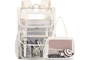 Clear Backpack with Clear Bag Set, Leather Clear Backpack Heavy Duty Thick...