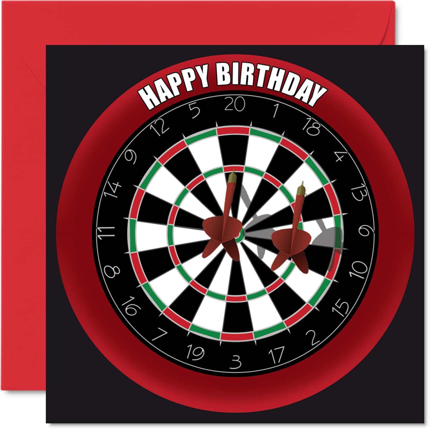 Fun 64th Birthday Cards for Men Woman - Dart Board - Happy Birthday Card for Dad Mum Grandad Nanny Grandma Gran Uncle Auntie Cousin, 145mm Sports Darts Bday Greeting Cards