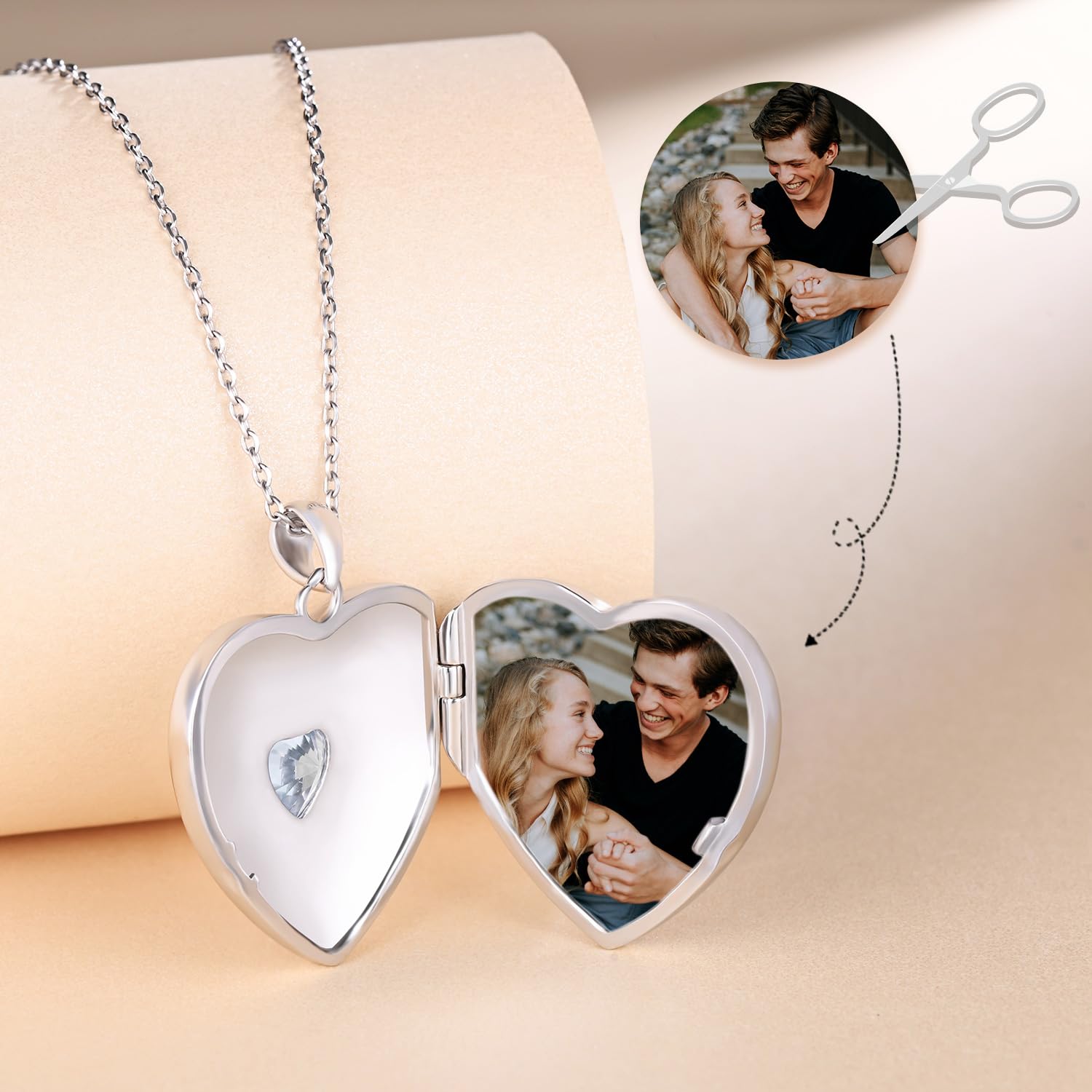 Cuore Foto Collana Donna Argento 925 con Cristallo: Trifoglio Ciondolo Personalizzato con Foto-Portafoto Medaglione Amuleto Collane per Ragazze-Gioielli Amore Regali per Mamma Amici Moglie