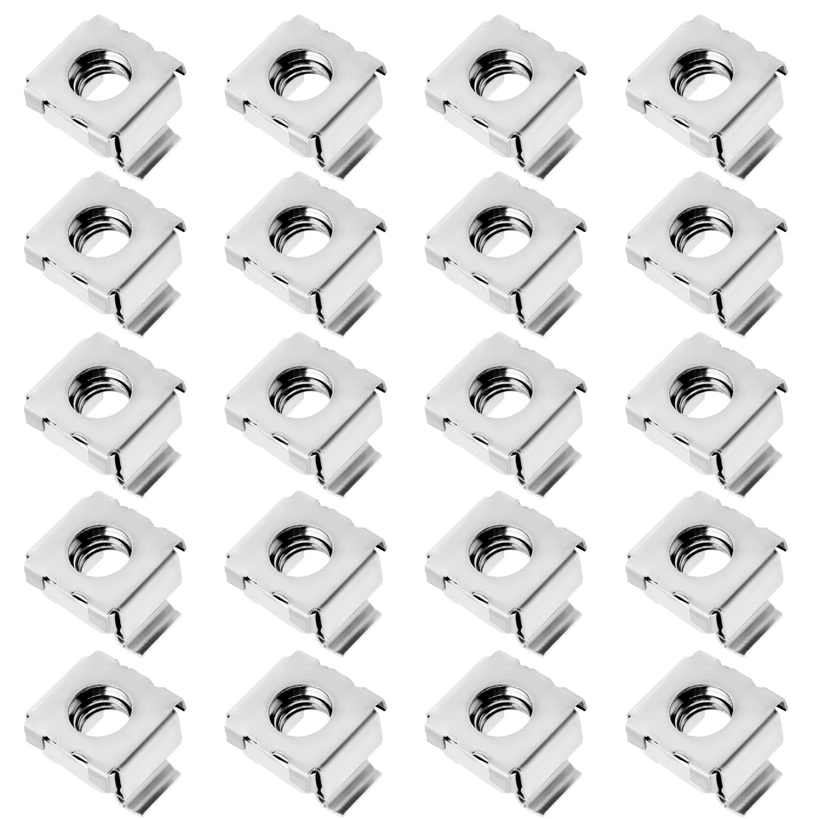 EMSea 20pcs M6 Cage Nuts 304 Stainless Steel Nuts Assembly Kit for Network Cabinets Server Cabinets Electronics Casings Racks Silver