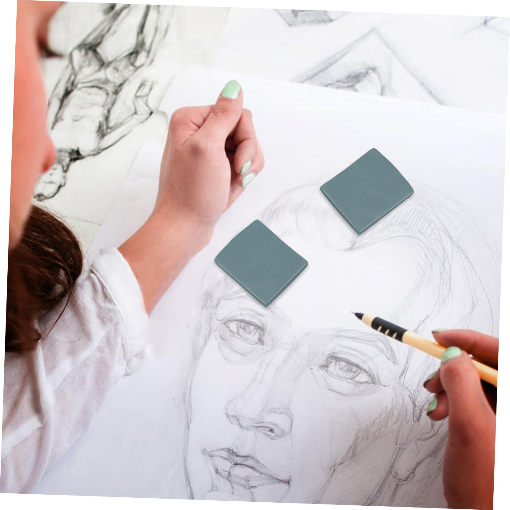 NUOBESTY 5 Ensembles La Gomme Gommes À Dessiner Bouclier Gomme Gommes Pétrissables Moulable À Effacer Pour Dessiner Bloquer Les Pour L'école Pâte À Modeler Blue 12 Pièces * 5