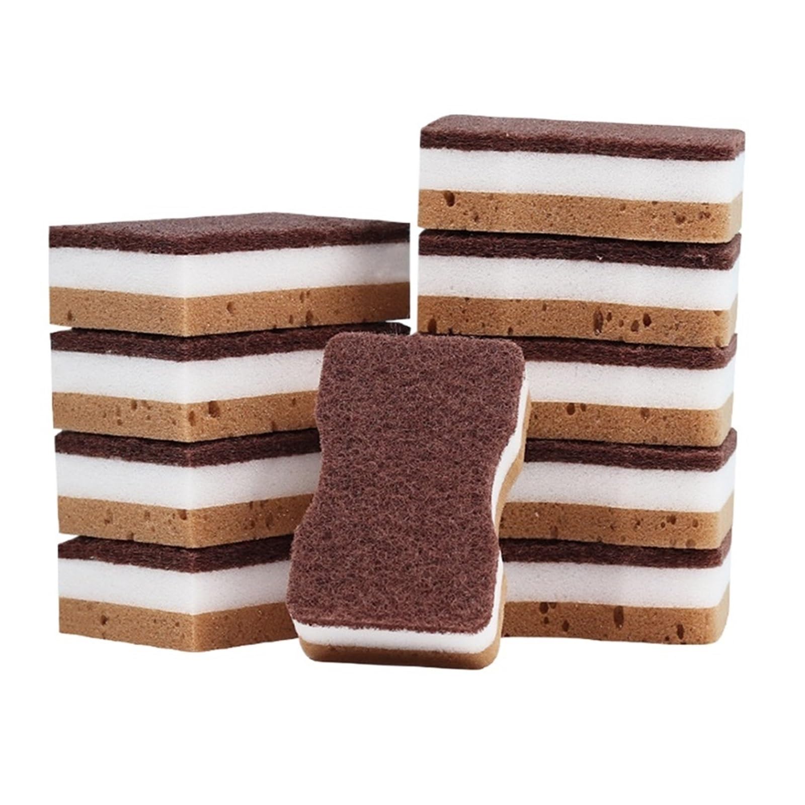 Esponjas de Doble Cara, estropajos Fibra arenosa, Olla Cocina, Cepillo for Lavar Platos(Radian Shape,20PCS)