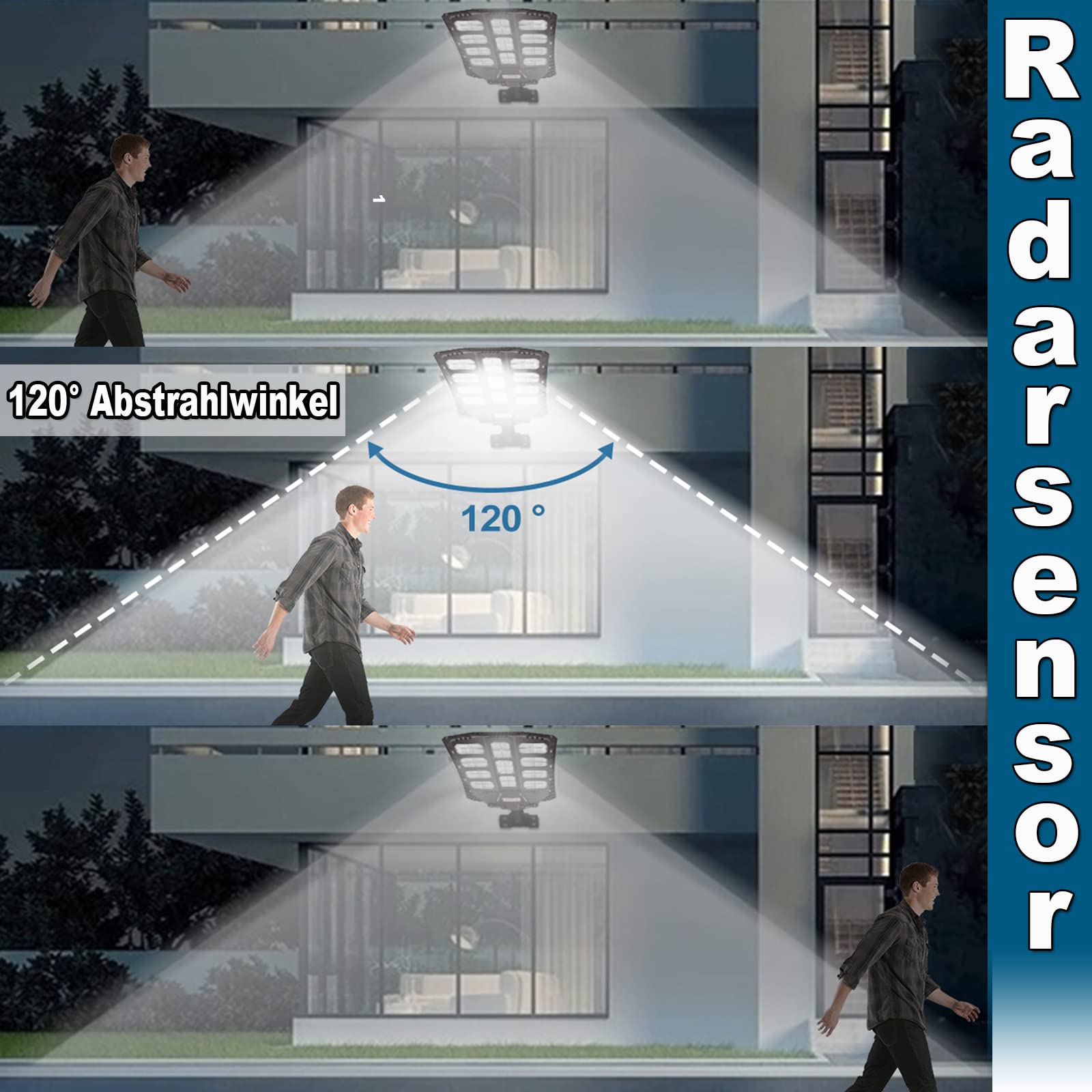 YRHome 400W Solar Straßenlampe Straßenlaterne Wegeleuchte Solarlampen für Außen mit Motion Sensor & Lichtsteuerung IP65,15000 Wasserdicht 8500K 1056 LED mit Fernbedienung für Garten Veranda Park