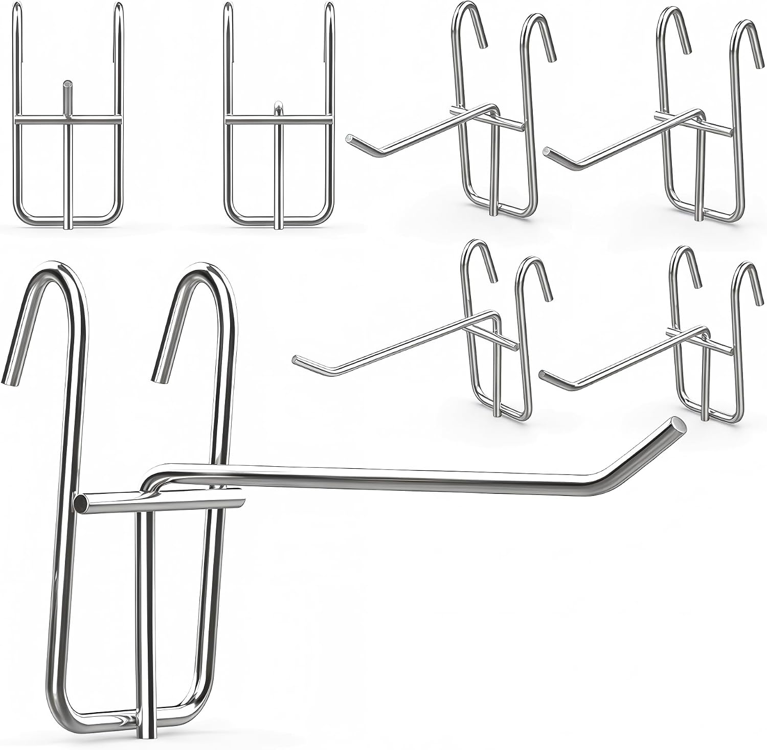 6 PCS Wire Shelf Hooks, Metal Wire Rack Hangers for Shelving, Heavy Duty Hanging Hooks for Kitchen Utensils, Cups, Tools and Room Storage, Silver