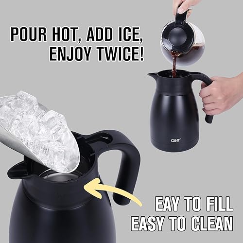 Miniatura 128 de Jarra térmica de acero inoxidable para café, termo de doble pared sellado al vacío, 12 horas de retención de calor Negro